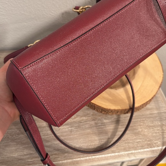 Coach Etta deep red gold accent hardware carryall satchel bag new - Picture 13 of 16